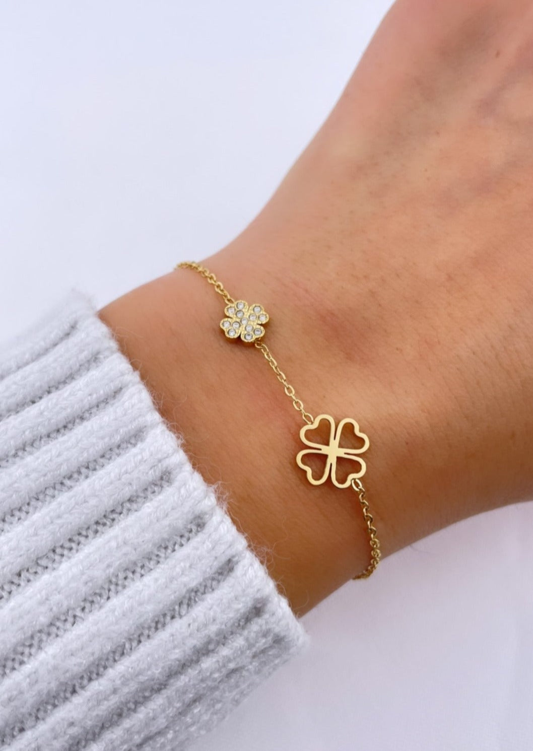 TREFLE - Bracelet trèfle et zirconias