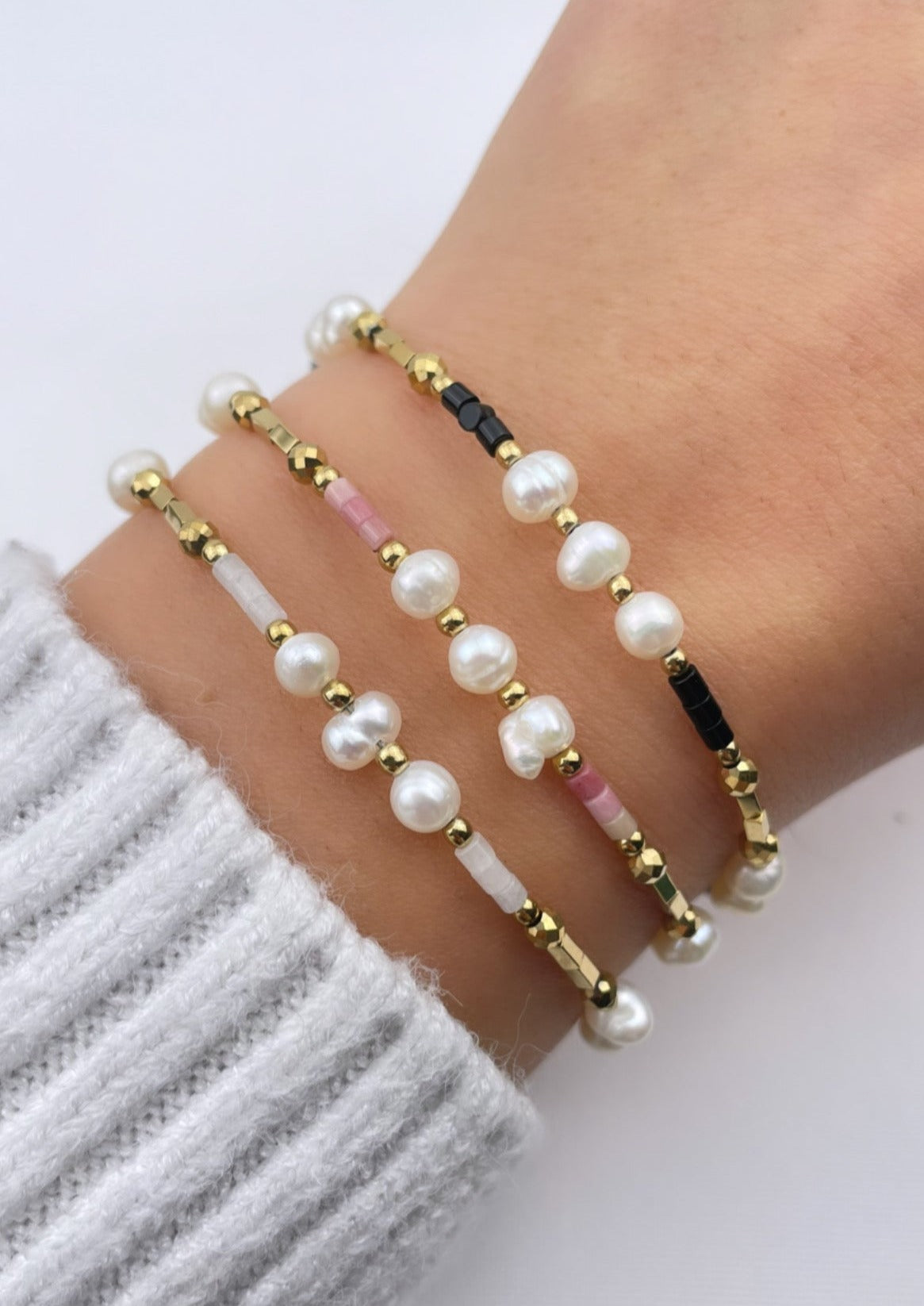 NAOMIE - Bracelet pierres naturelles et perles d'eau douce
