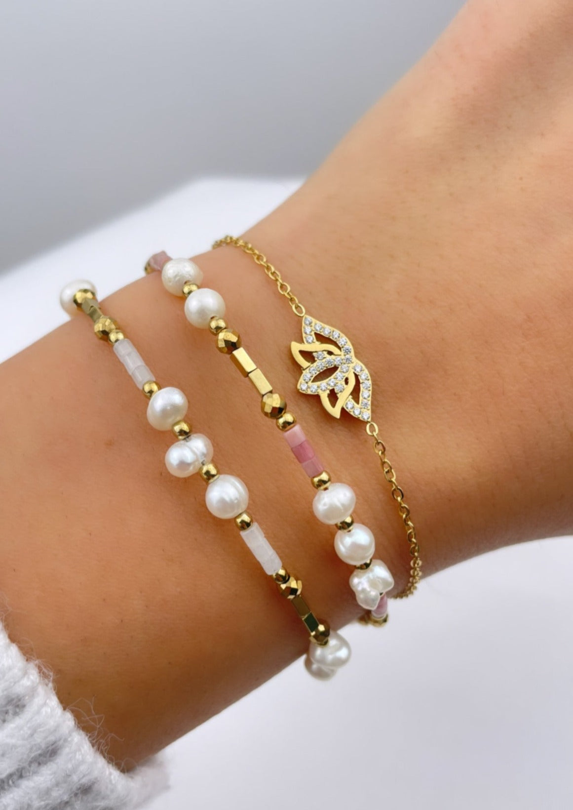 LOTUS - Bracelet fleur de lotus et zirconias