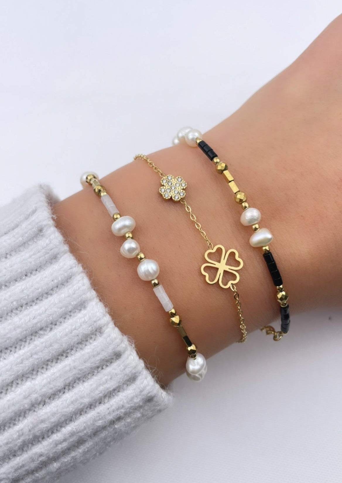 TREFLE - Bracelet trèfle et zirconias