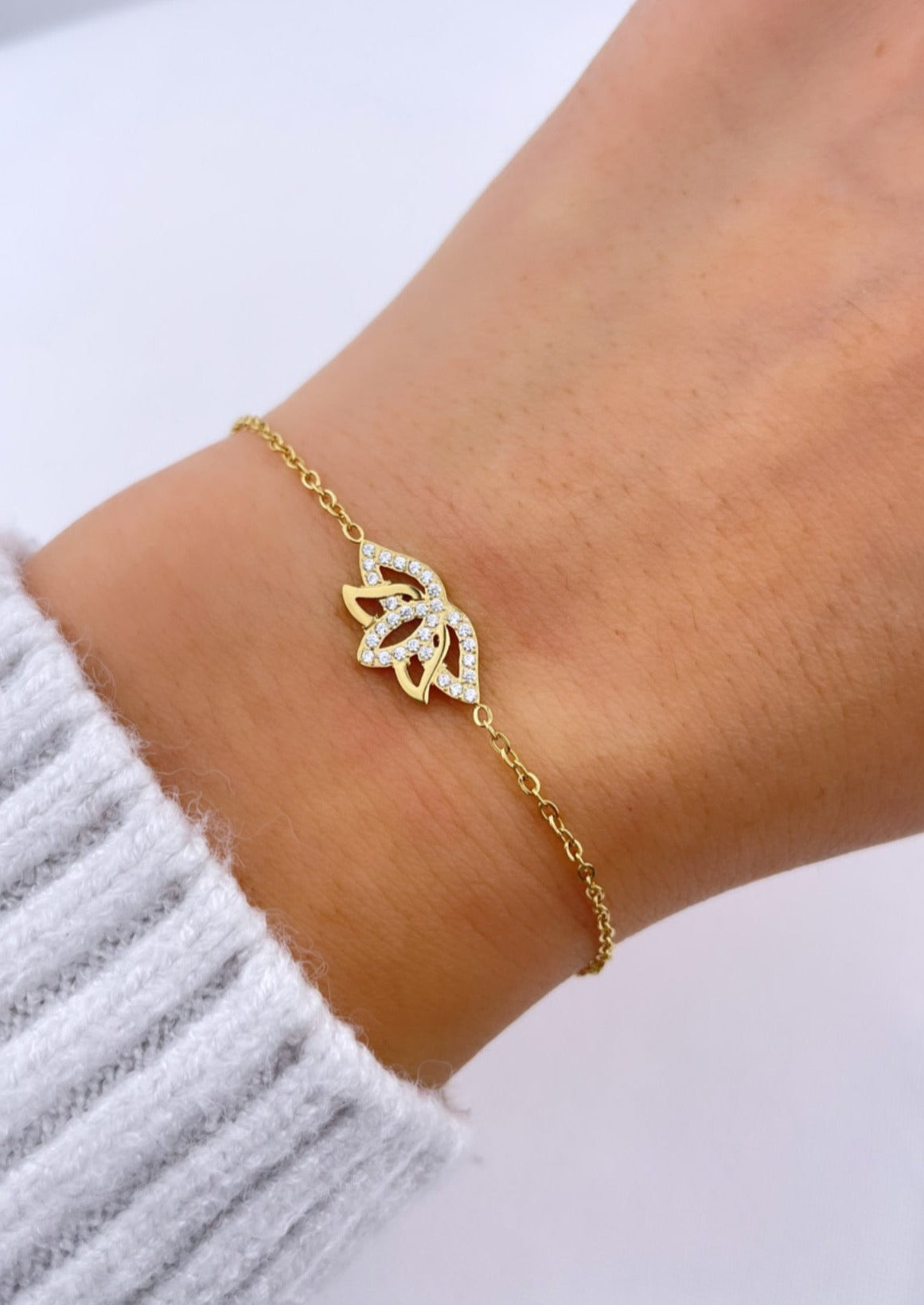 LOTUS - Bracelet fleur de lotus et zirconias