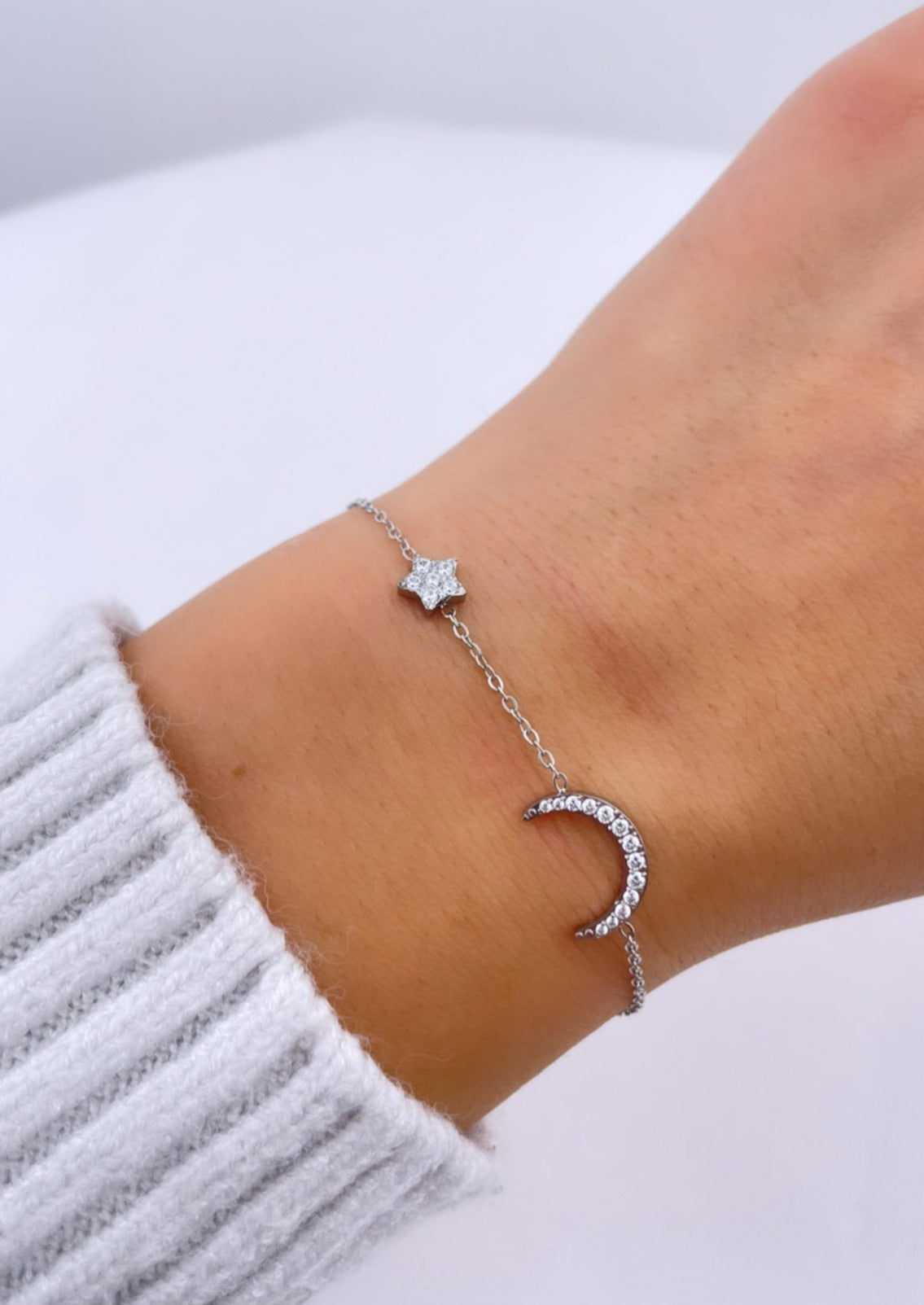 MOONLIGHT - Bracelet avec lune, étoile et zirconias