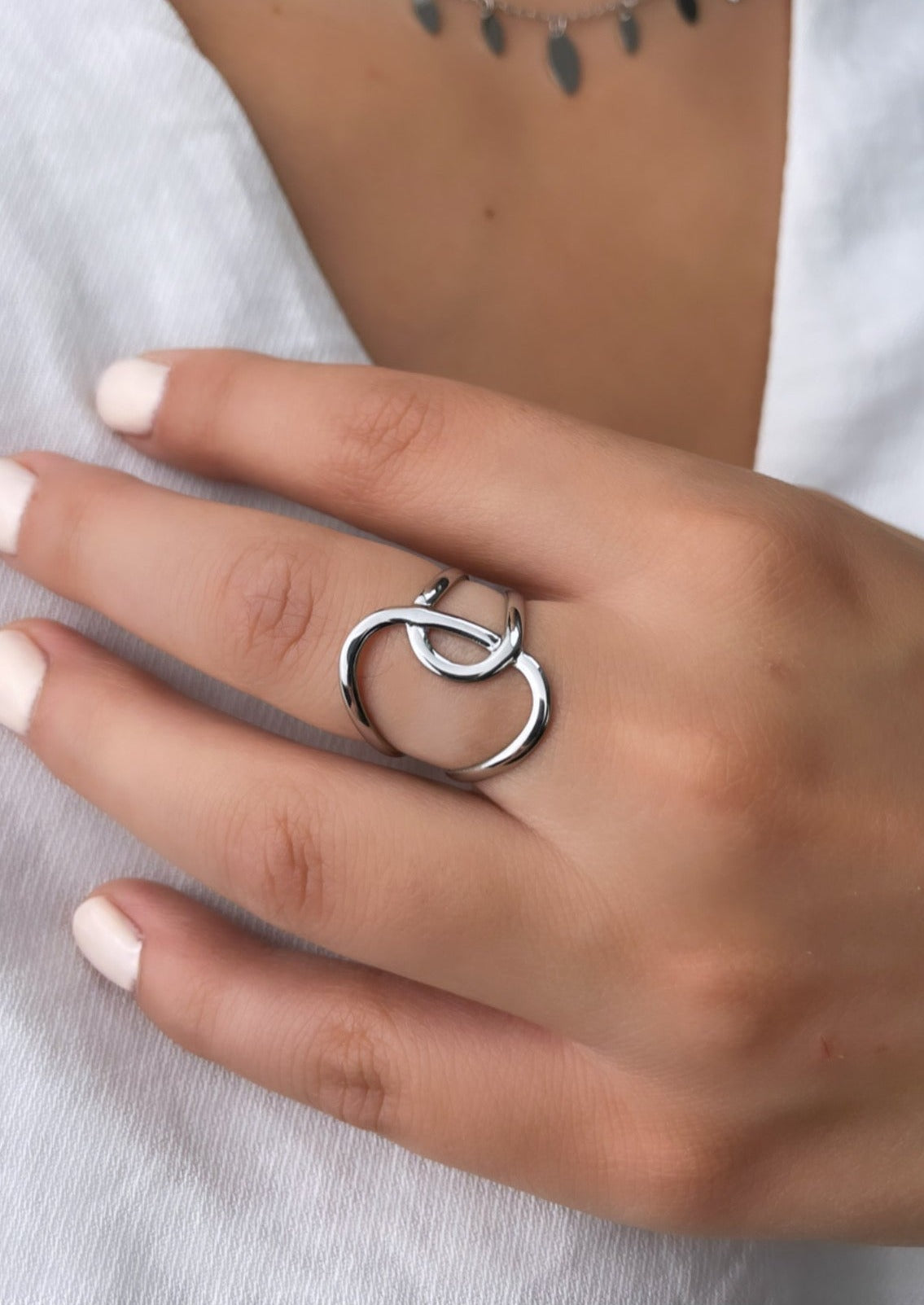 DOSS - Bague argentée formes entrecroisées