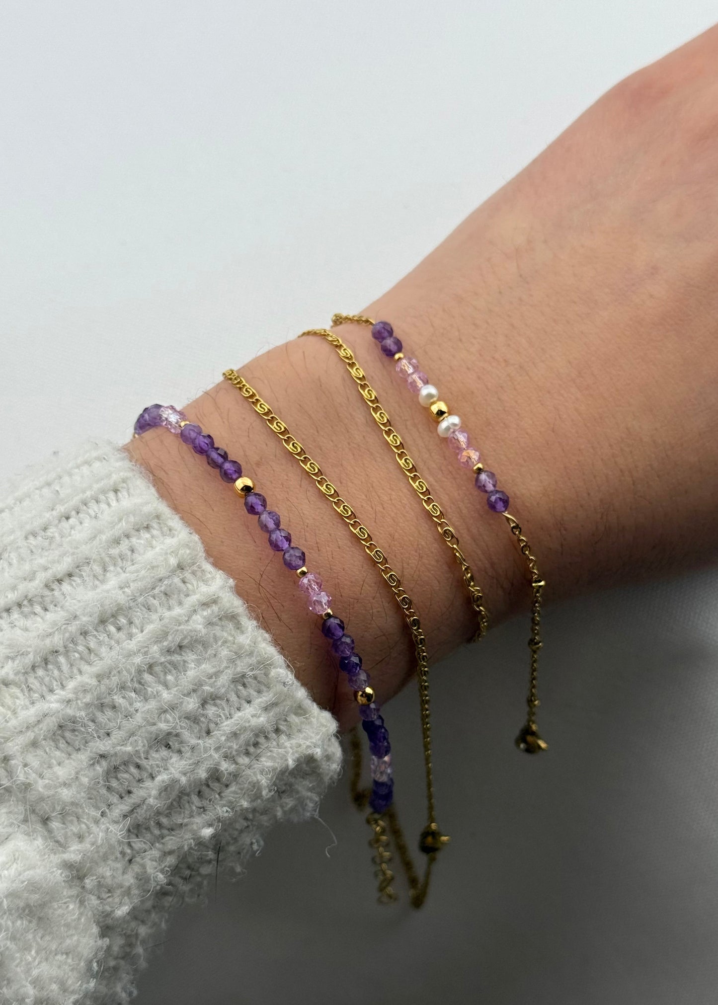 Bracelet femme pierre naturelle améthyste, bracelet améthyste pour femme - bracelet élégant améthyste et perle d'eau douce