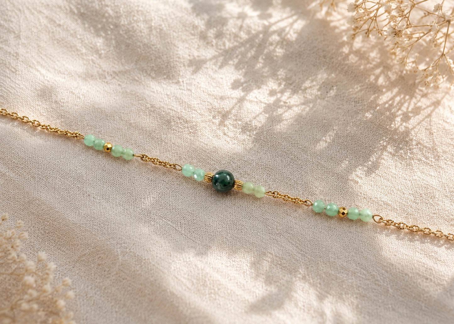 Bracelet femme vert en pierre naturelle - Jade verte - MaLya