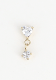 PILI - Piercing oreille avec coeur et rond en cristal