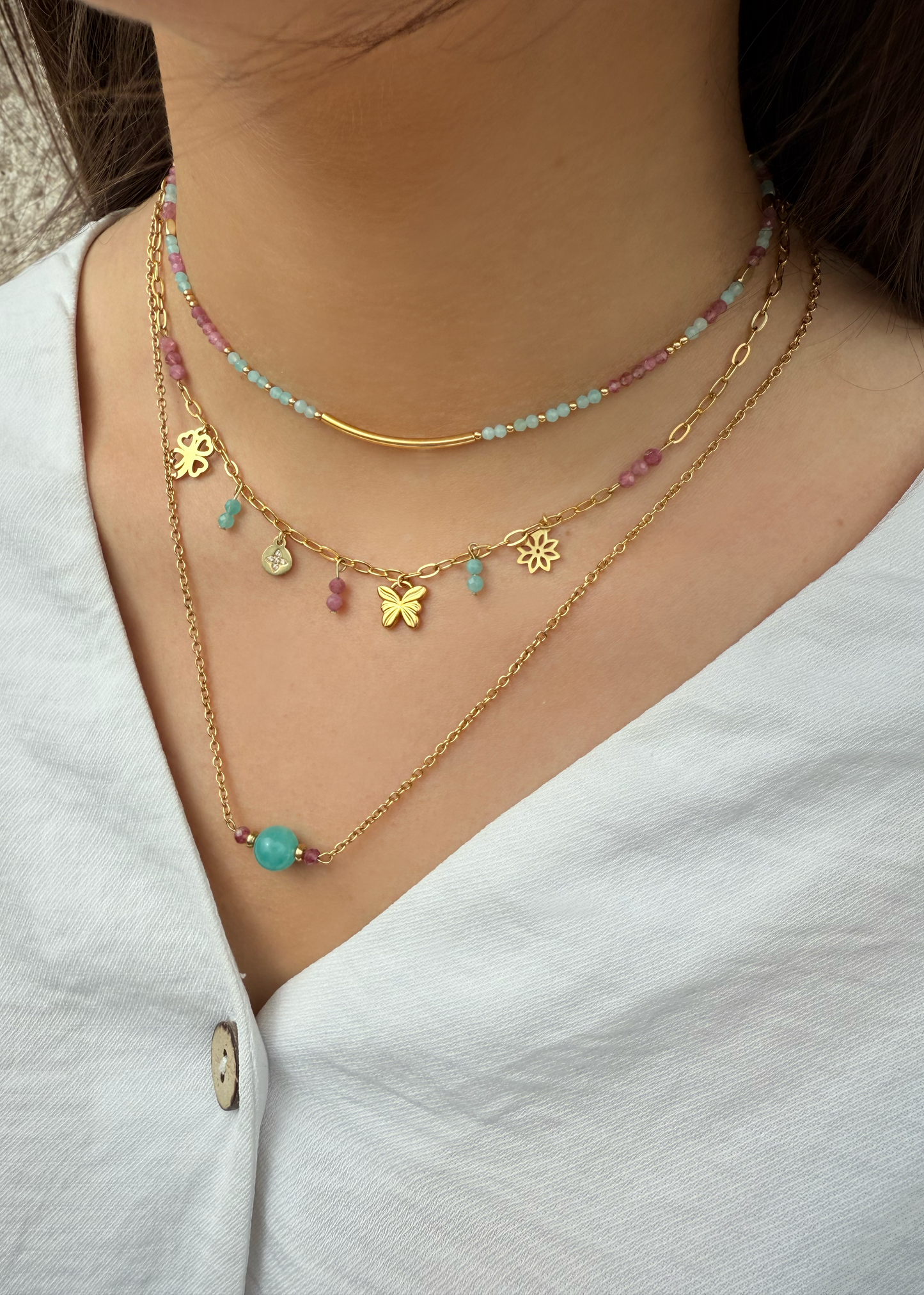 Moana - Collier pierres naturelles et perles d’eau douce