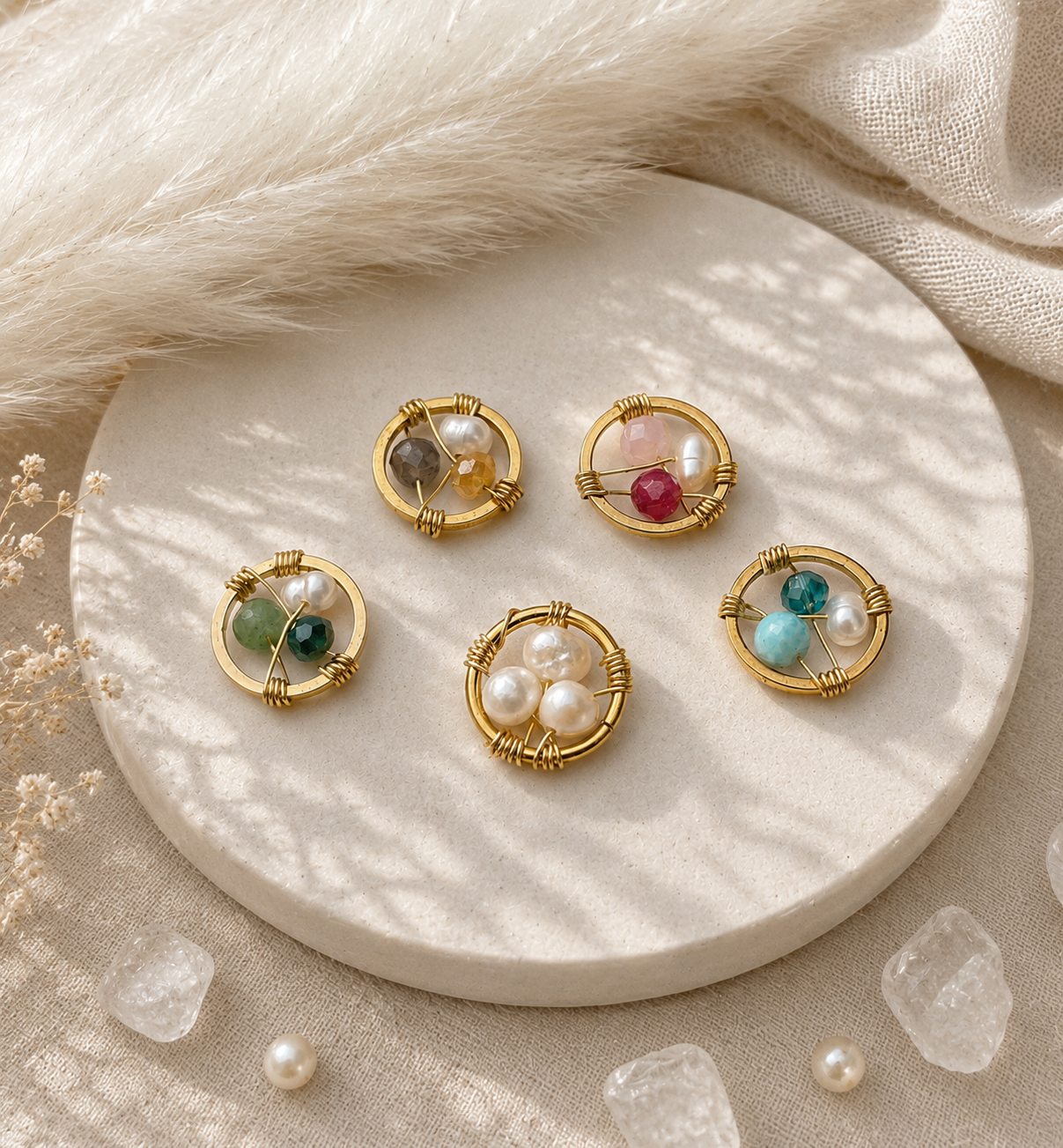 NIDY - Bracelet doré composé de 3 perles