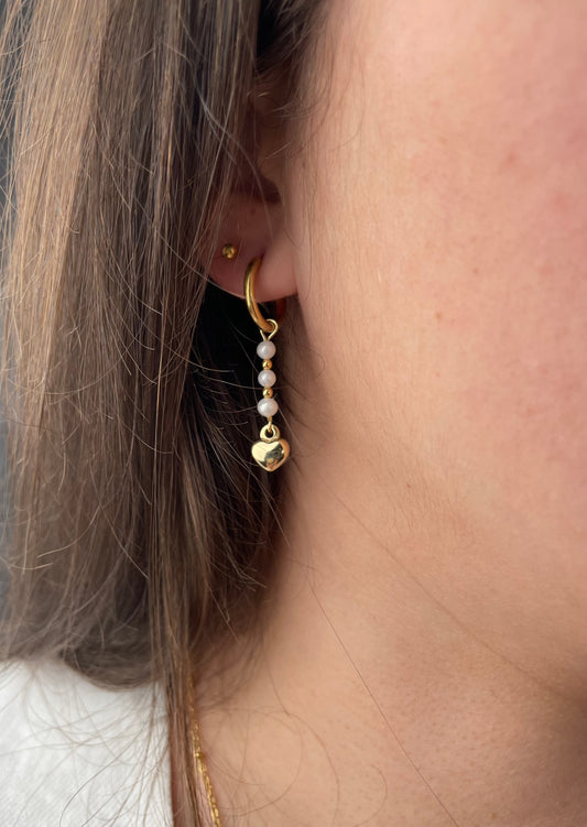 COEUR - Boucles d'oreilles pendantes et perles d'eau douce