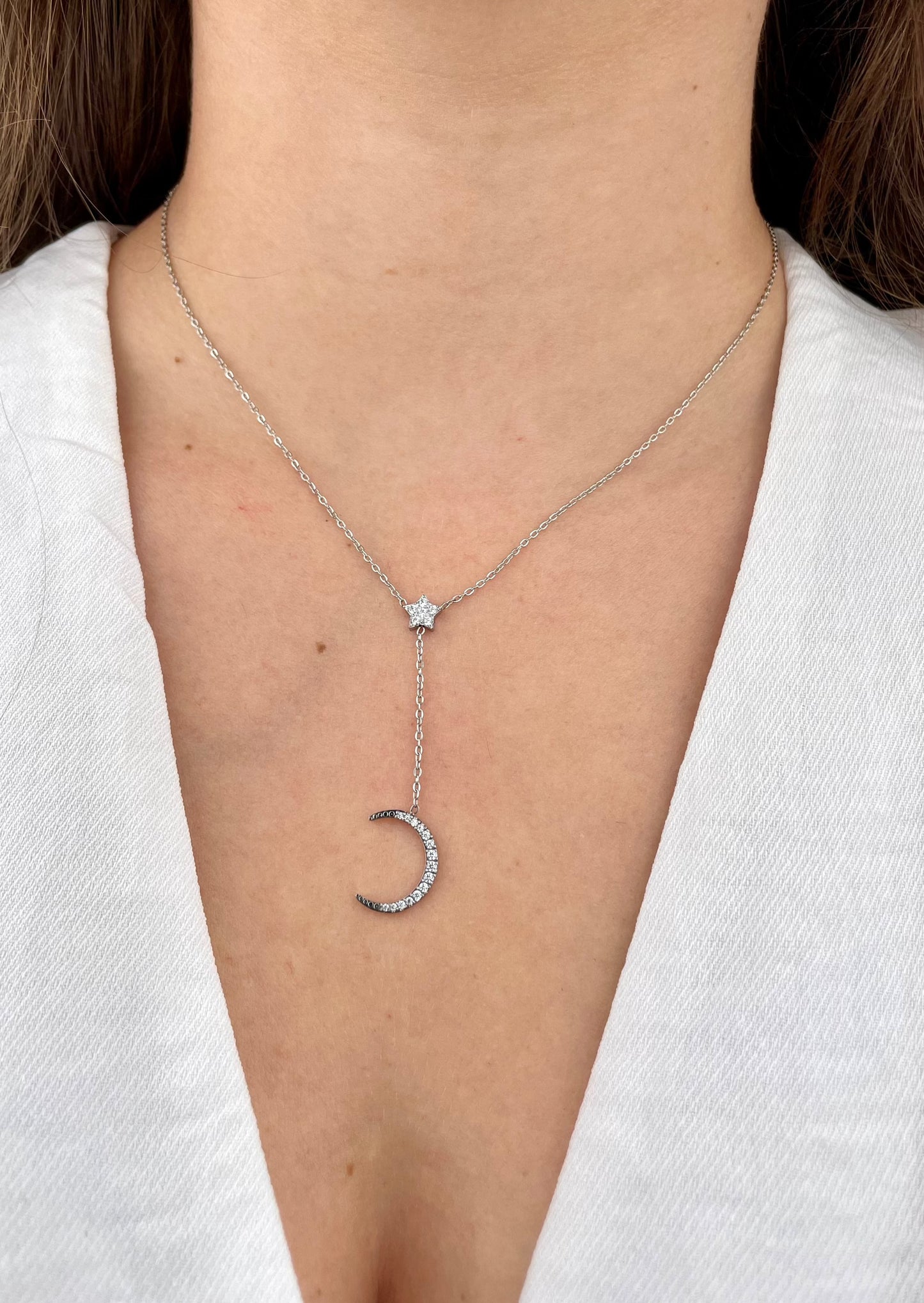 MOONLIGHT - Collier avec pendentifs lune, étoile et zirconias