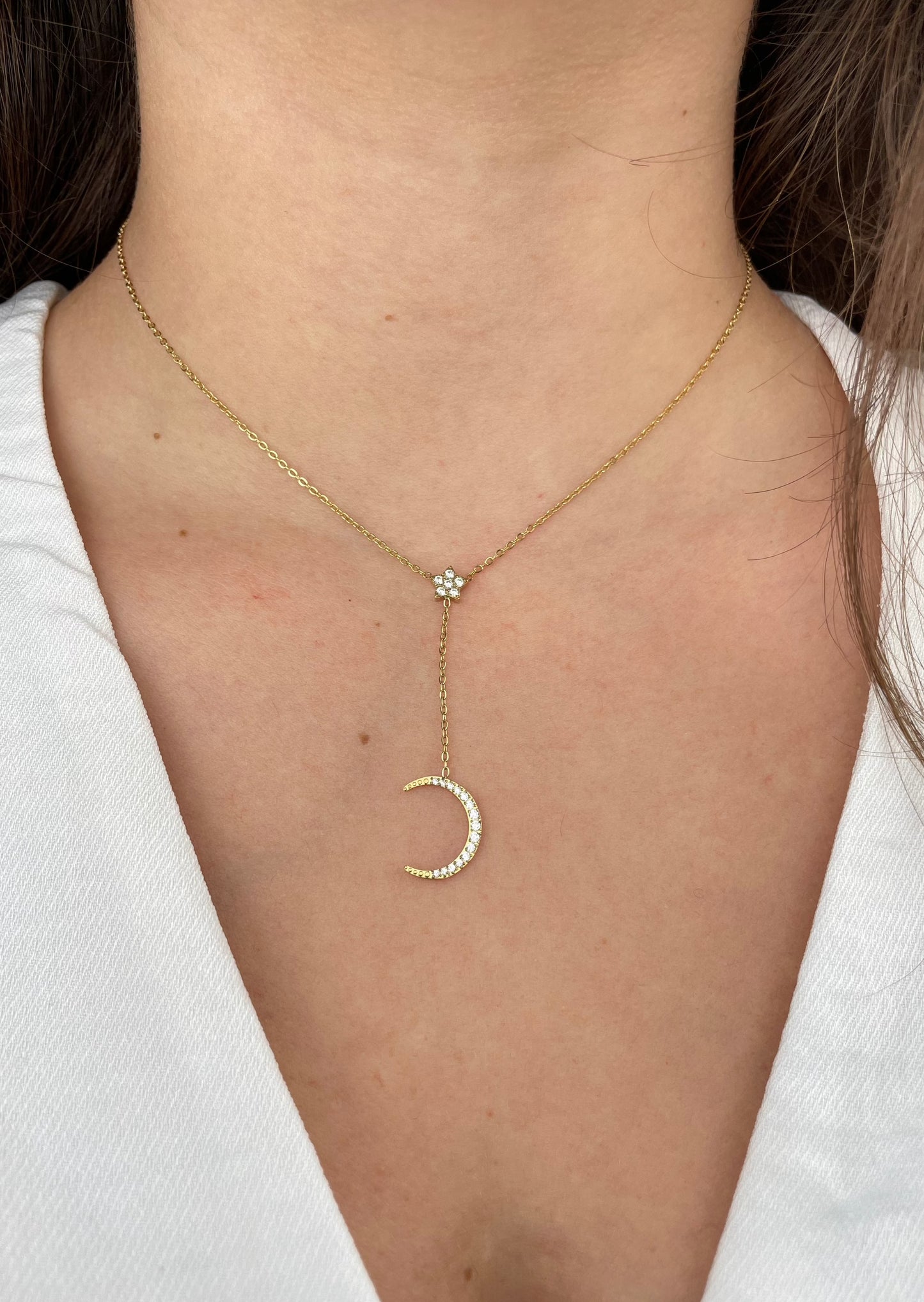 MOONLIGHT - Collier avec pendentifs lune, étoile et zirconias