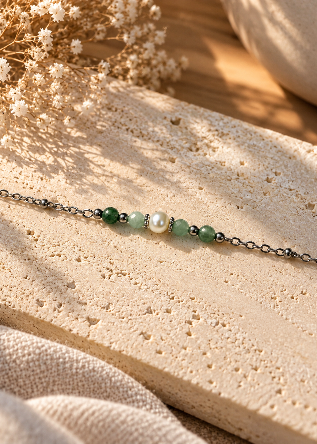 Yelena jade vert pierre de lune et aventurine