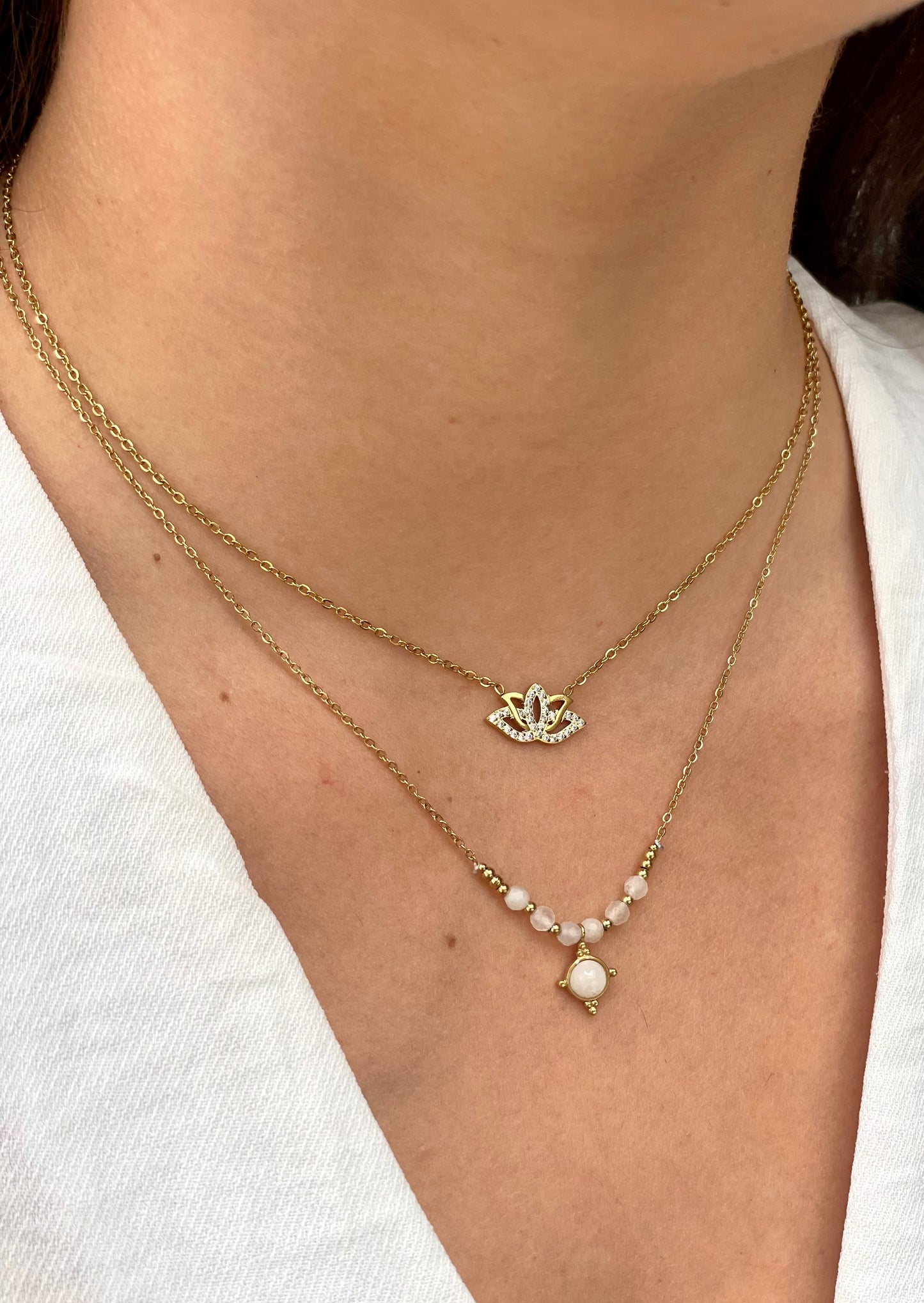LOTUS - Collier fleur de lotus et zirconias