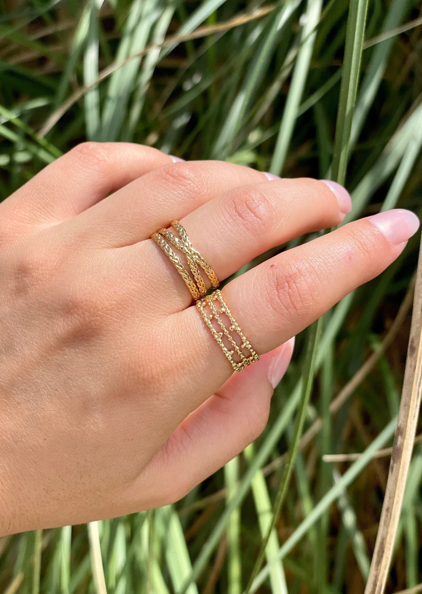 LOIS - Bague dorée aux formes géométriques