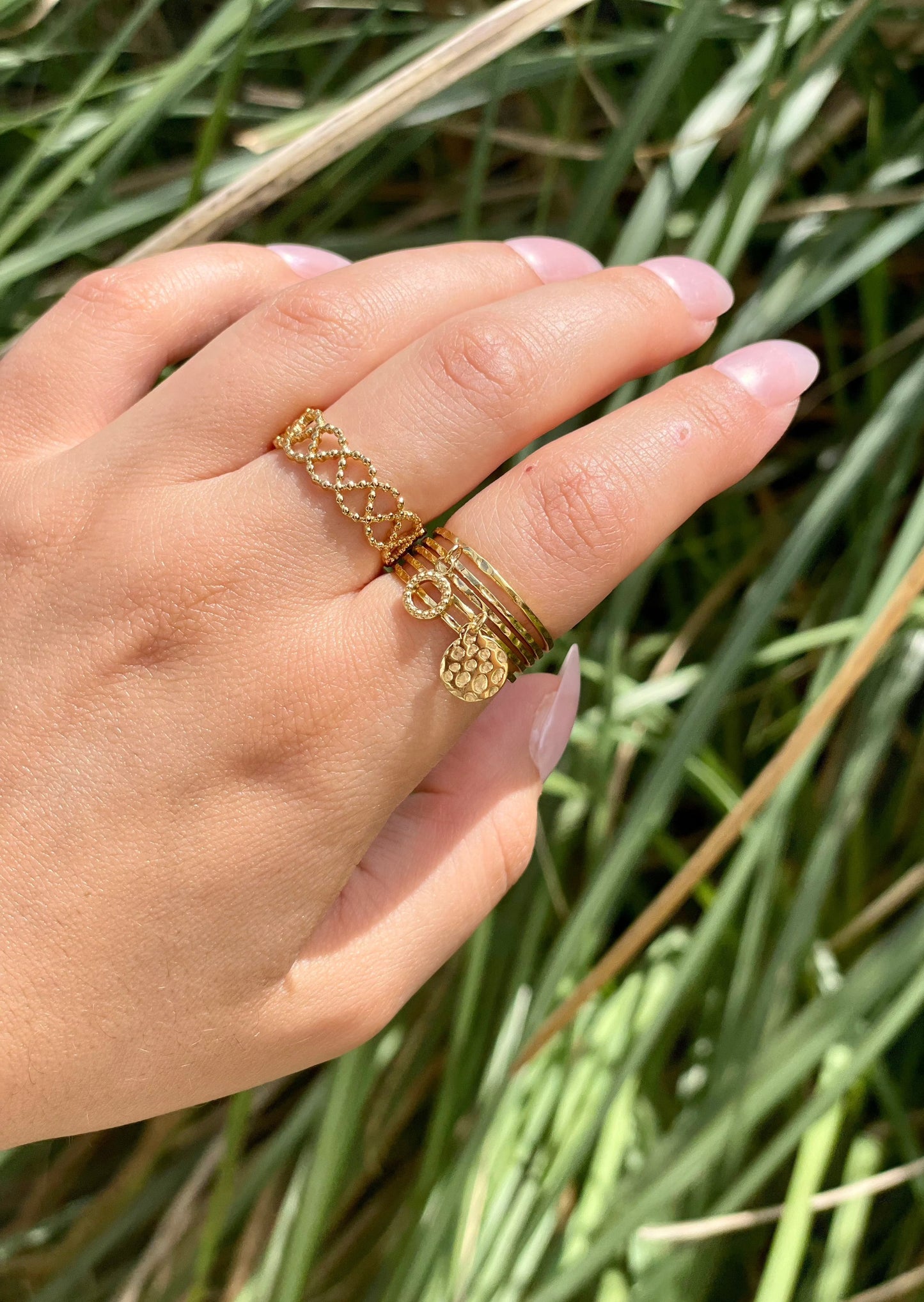 GEBAN - Bague dorée aux formes géométriques