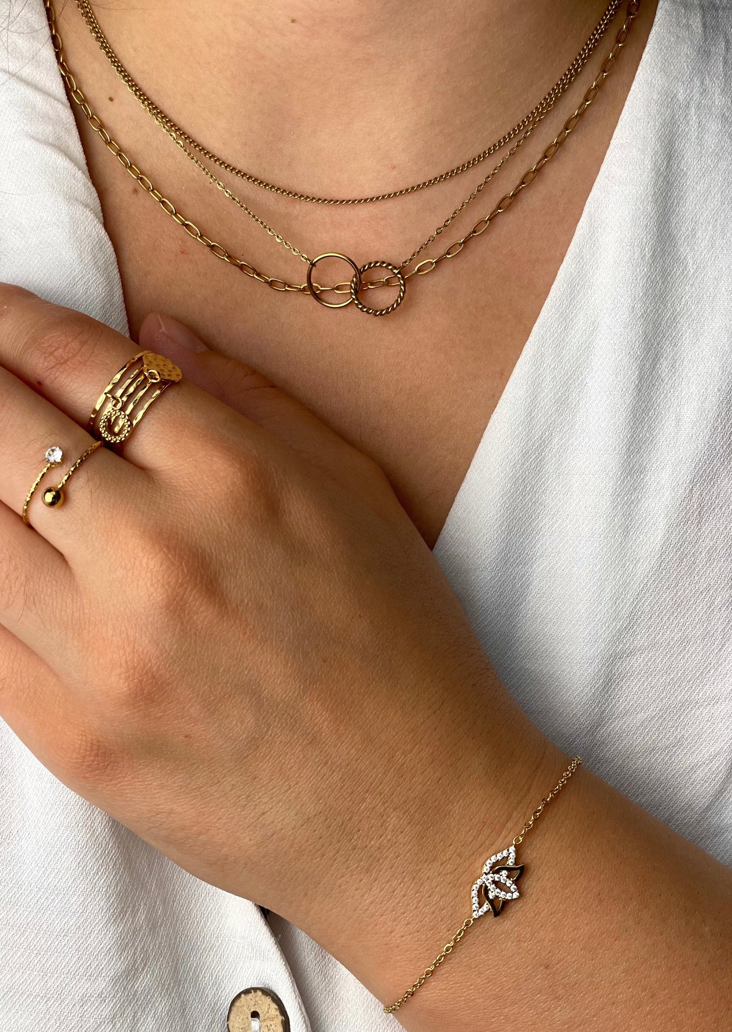 PACO - Collier trois chaînes et 2 anneaux