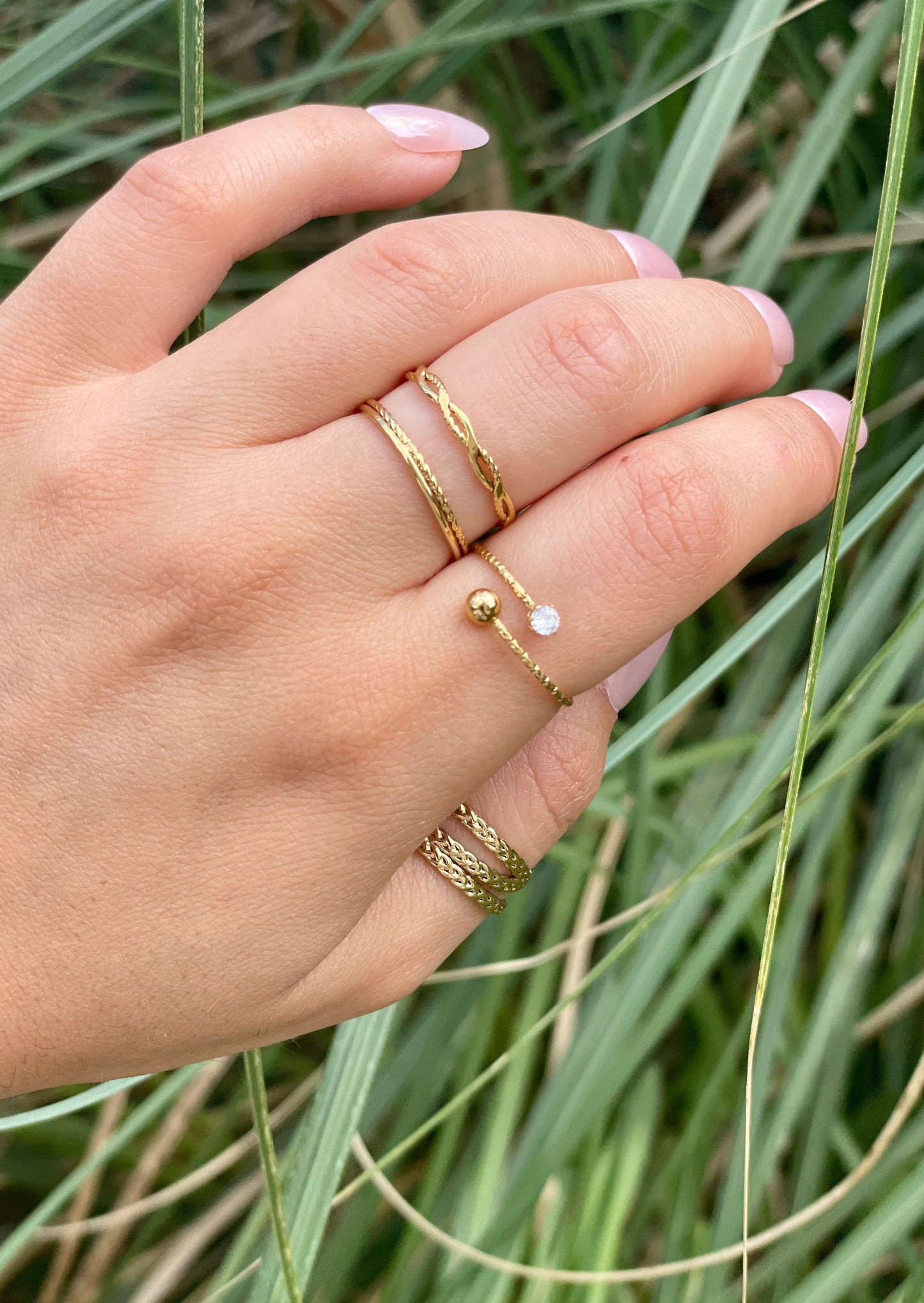 TIMAE - Bague dorée double anneaux