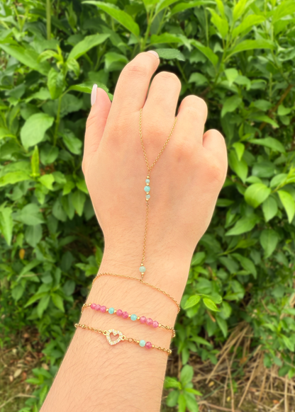 LEYA - Zirconium and natural stone heart bracelet