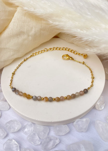 LENA - Golden bracelet, natural stones (Quartz)