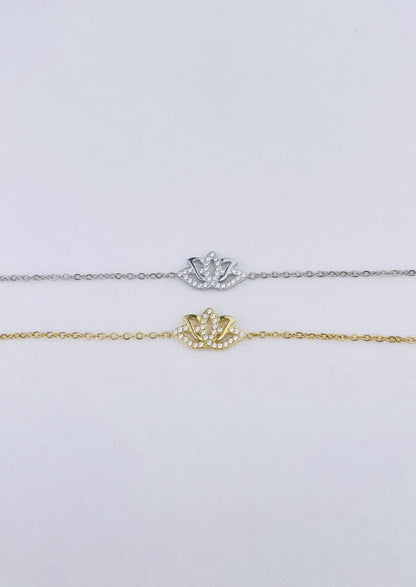 LOTUS - Bracelet fleur de lotus et zirconias