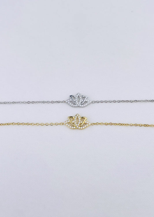 LOTUS - Lotus flower and zirconia bracelet (back soon!)