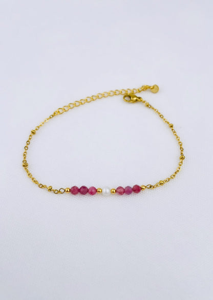 LILI - Bracelet doré, perle et pierres fines