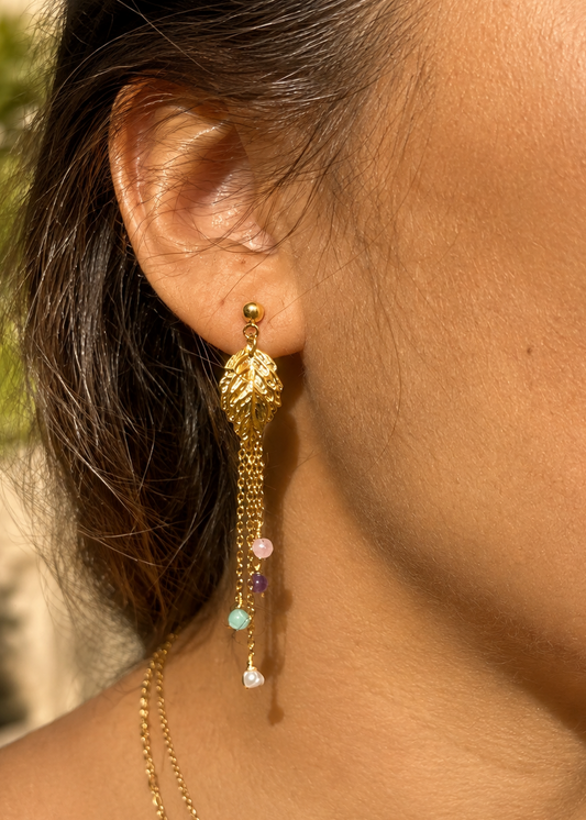 PAOLA - Boucles d'oreilles feuilles pendantes