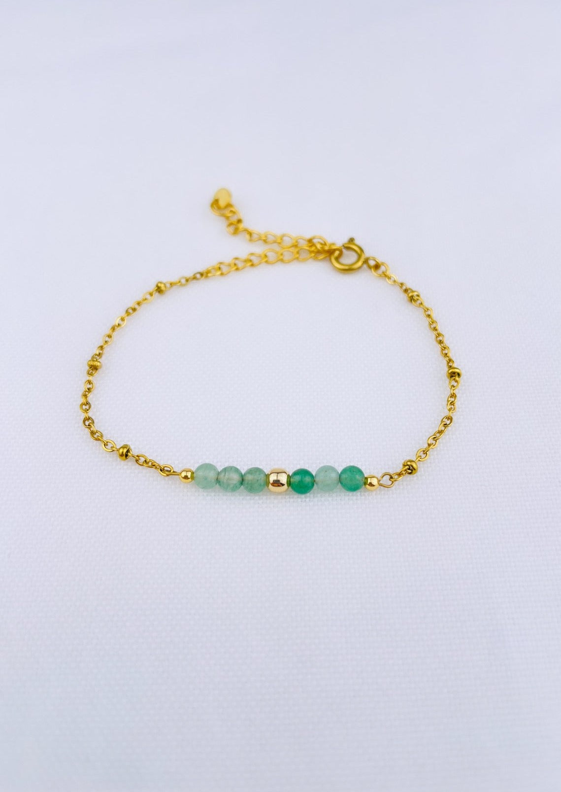 LYANNA - Golden bracelet, natural stones (Aventurine or Quartz)