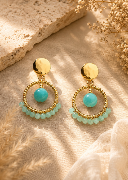 boucles d'oreilles amazonite fait main pour femme