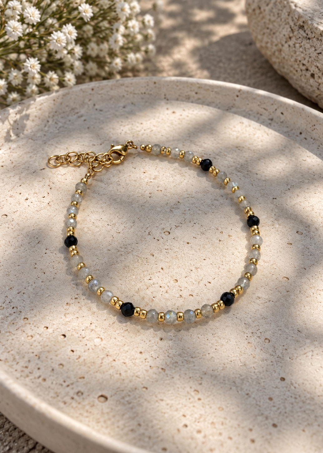 Bracelet Labradorite et tourmaline doré