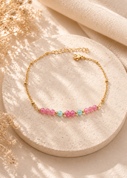 Bracelet Tourmaline et Amazonite femme - bijoux élégant et raffiné