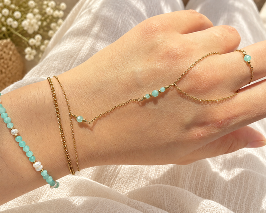 Bracelet de main Esmée pour femme en Amazonite 