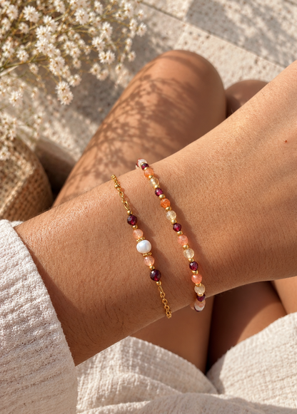 Bracelet grenat pierre de soleil et citrine