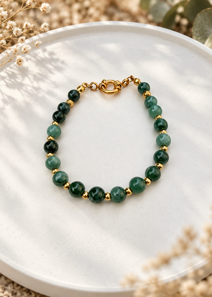 Bracelet femme en Jade vert 