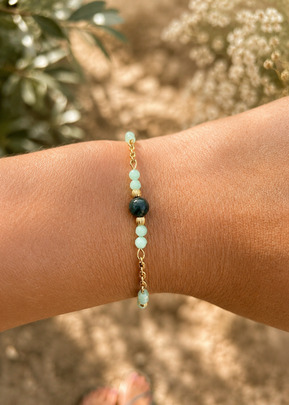 Bracelet femme en jade verte 