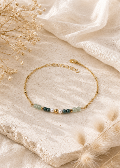 Bracelet femme pierre de lune et acier inoxydable doré – MaLya
