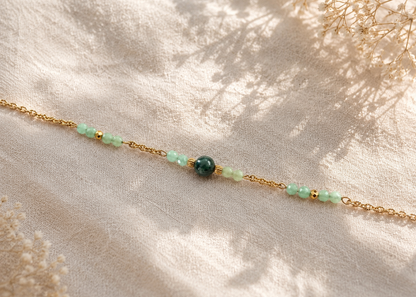 Bracelet femme vert en pierre naturelle - Jade verte - MaLya 