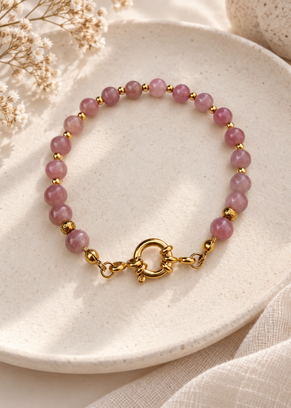 Bracelet quartz rose et doré