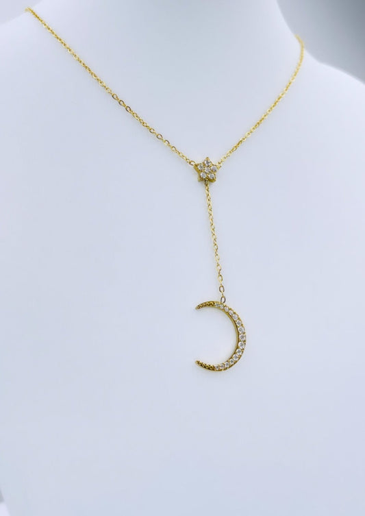MOONLIGHT - Collier avec pendentifs lune, étoile et zirconias