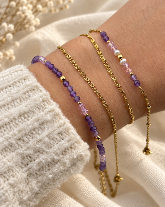 JASMINE - Vergoldetes Armband mit Natursteinen