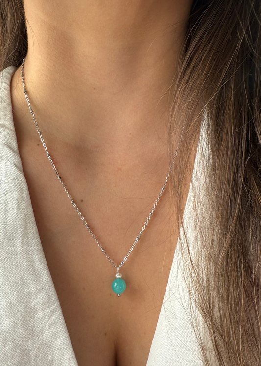 Collier Amazonite et perle d'eau douce