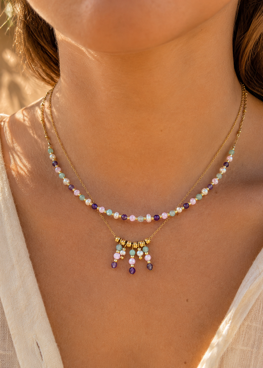 Collier améthyste ert amazonite I MaLya