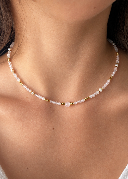 Collier quartz rose femme 