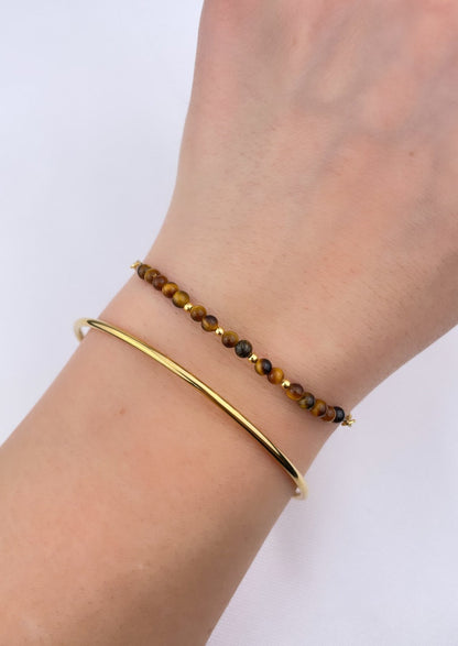 TESLA - Bracelet doré, pierres naturelles (Oeil de Tigre)