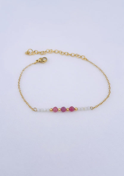 LILA - Golden bracelet, mother-of-pearl and fine stones