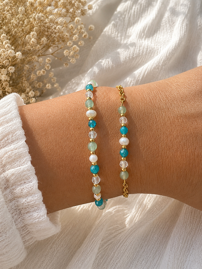 LAGUNE - Bracelet pierres naturelles et perle d'eau douce