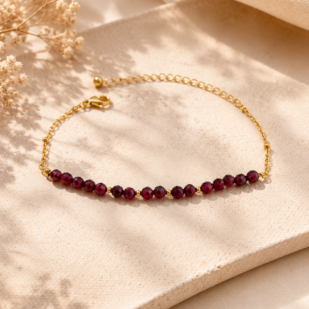 LENA - Bracelet doré, pierres naturelles