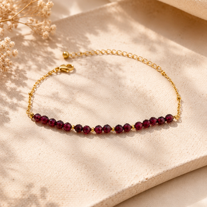 LENA - Bracelet doré, pierres naturelles