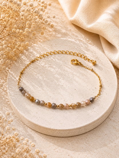 LENA - Bracelet doré, pierres naturelles