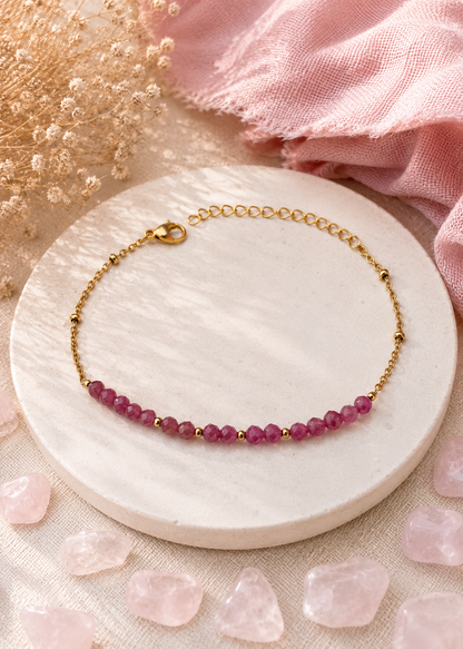 LENA - Bracelet doré, pierres naturelles
